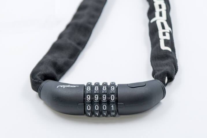 RAPTOR – 4 lü Şifreli Zincir Kilit 4x120cm – Siyah