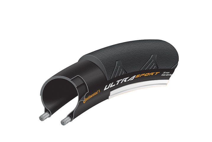 CONTINENTAL – Ultra Sport 2 – 700 X 25C – Dış Lastik – Telli – Siyah/Beyaz (beyaz yanak)(25-622)