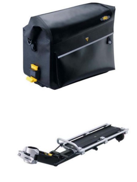 TOPEAK – MTX Trunk Drybag – Su Geçirmez Çanta (12,1 L / 735Ci) – TT9825B ➕ TOPEAK – MTX Beamrack (EX) – Kızaklı Arka Bagaj – V Tipi – (MTX Uyumlu) – TA2096V